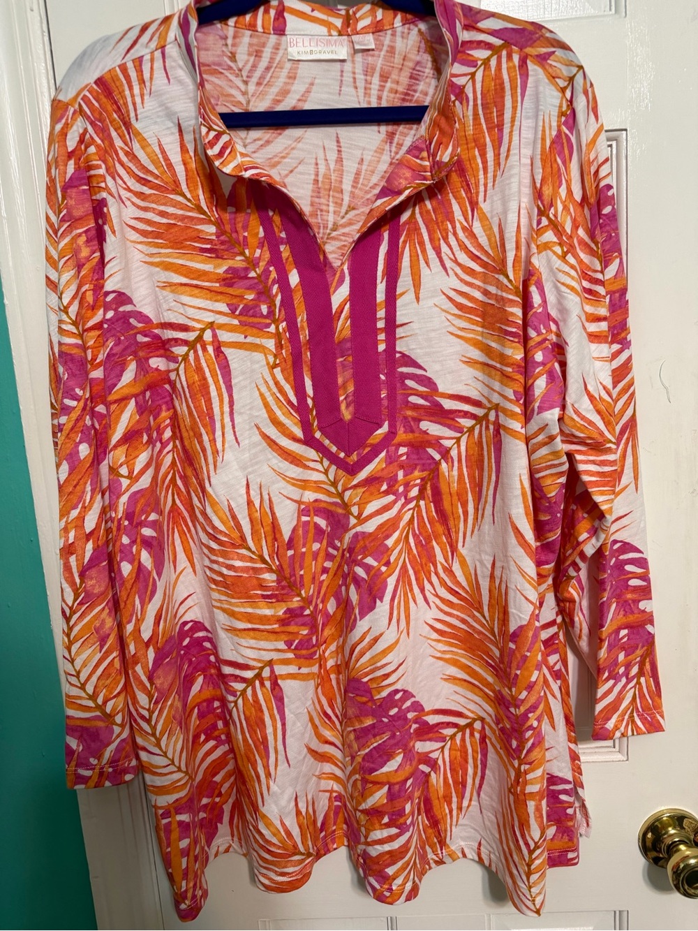 NIB Bellisima by Kim Gravel Palm Tunic Top,  2XP Petite, $22
